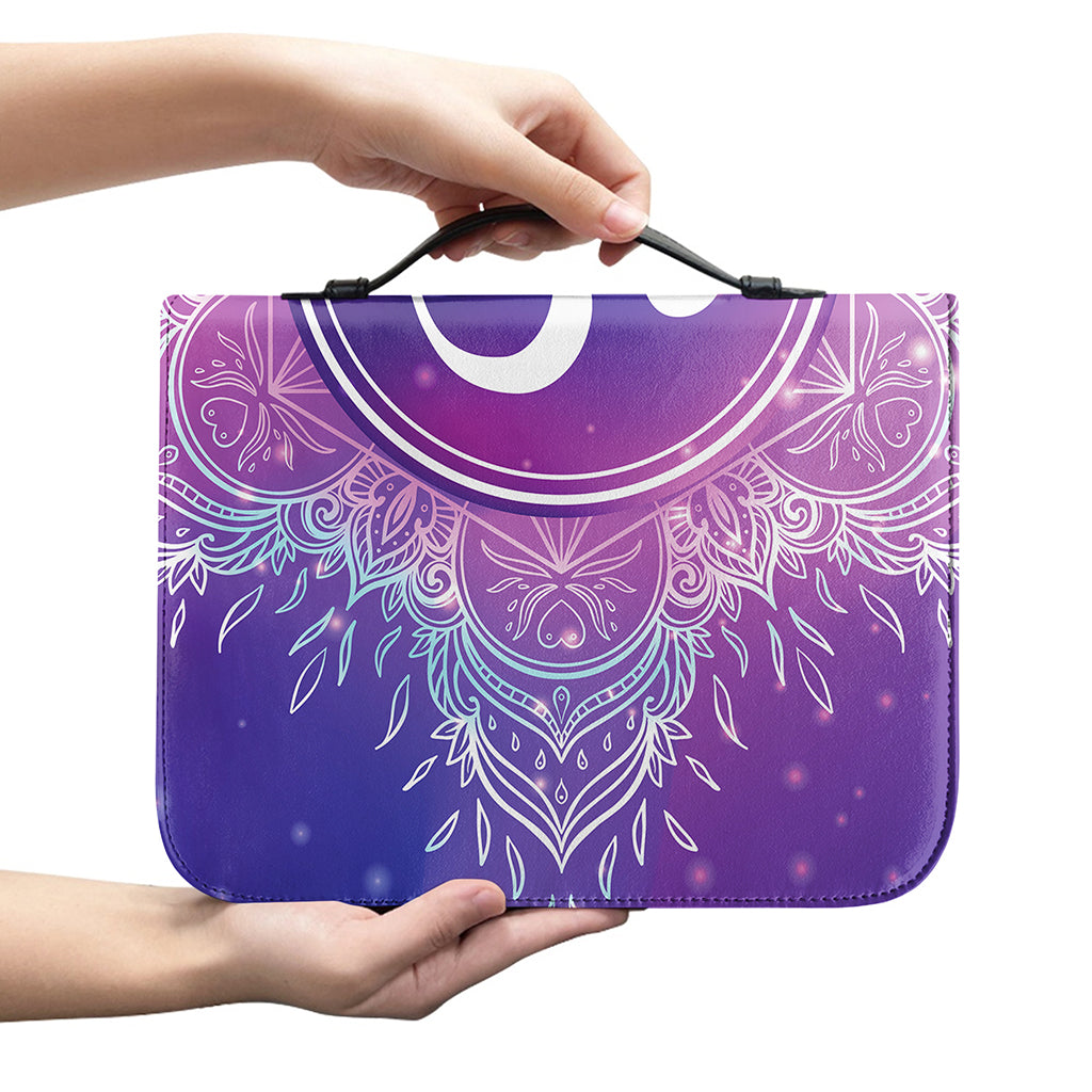 Spiritual Om Mandala Print Leather Bible Cover