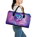 Spiritual Om Mandala Print Leather Duffle Bag
