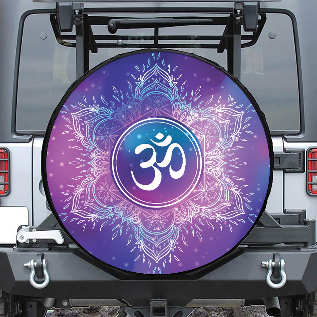 Spiritual Om Mandala Print Leather Spare Tire Cover