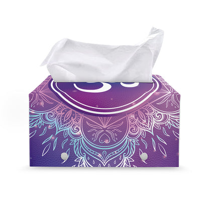 Spiritual Om Mandala Print Leather Tissue Box Cover