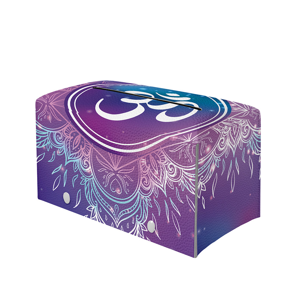 Spiritual Om Mandala Print Leather Tissue Box Cover