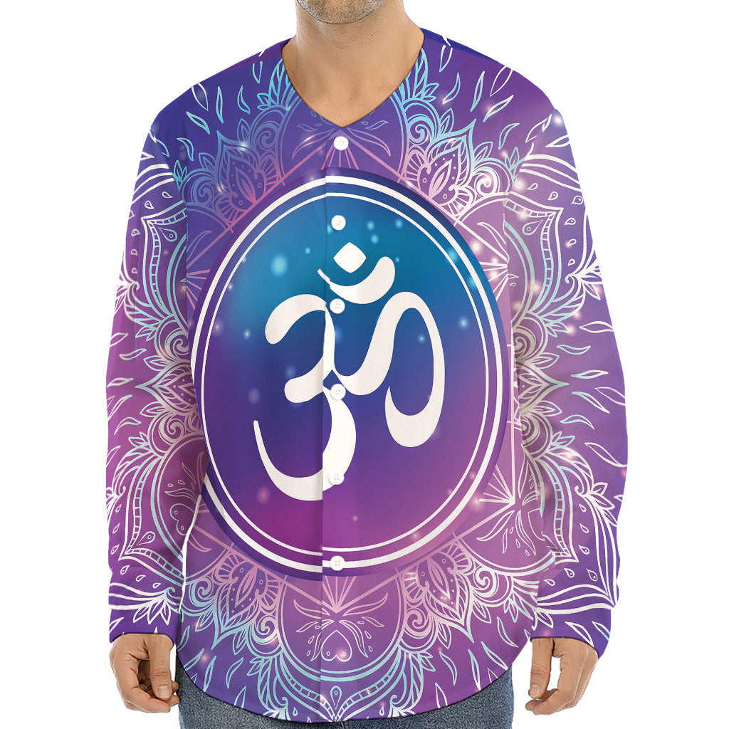 Spiritual Om Mandala Print Long Sleeve Baseball Jersey