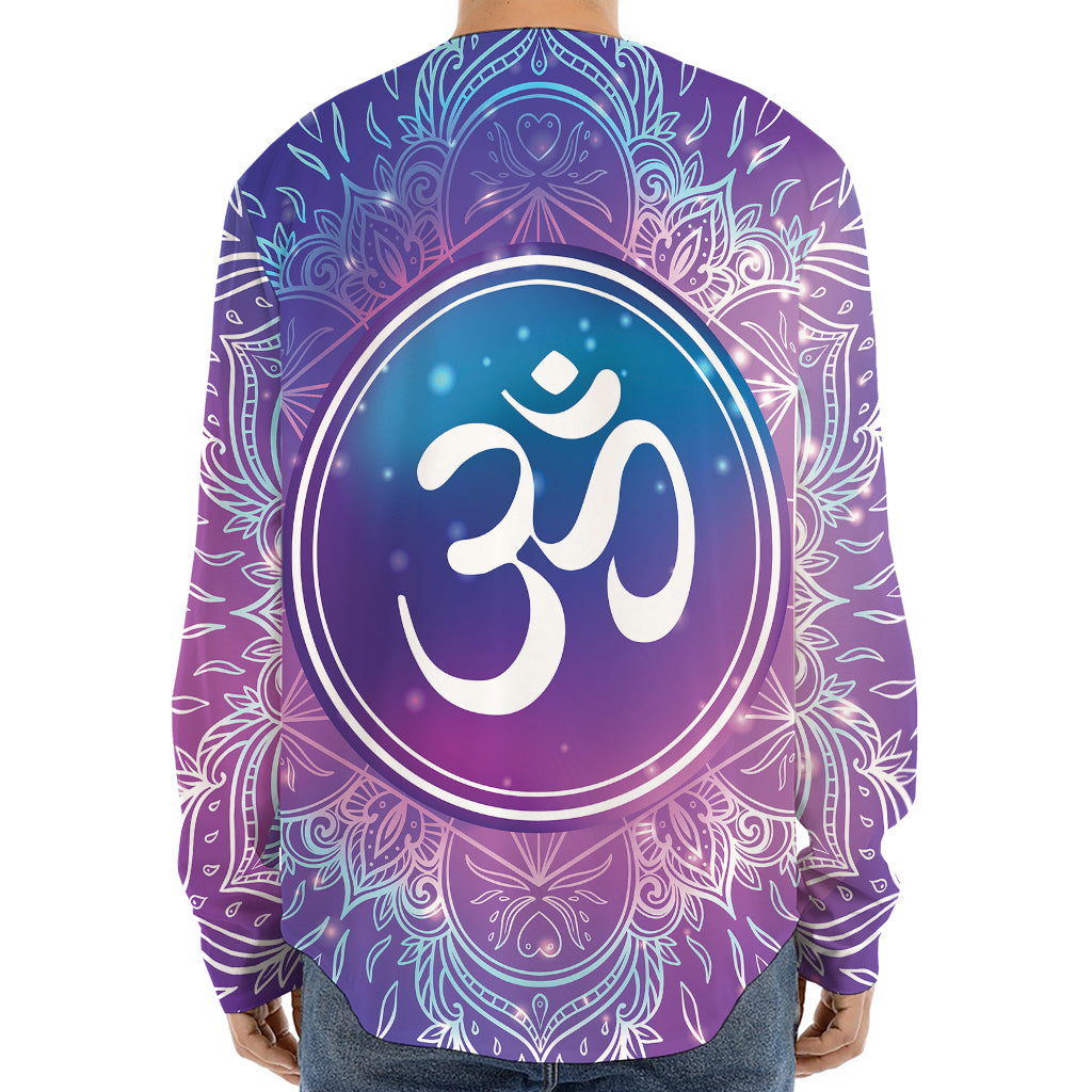 Spiritual Om Mandala Print Long Sleeve Baseball Jersey