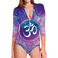 Spiritual Om Mandala Print Long Sleeve Swimsuit