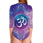 Spiritual Om Mandala Print Long Sleeve Swimsuit