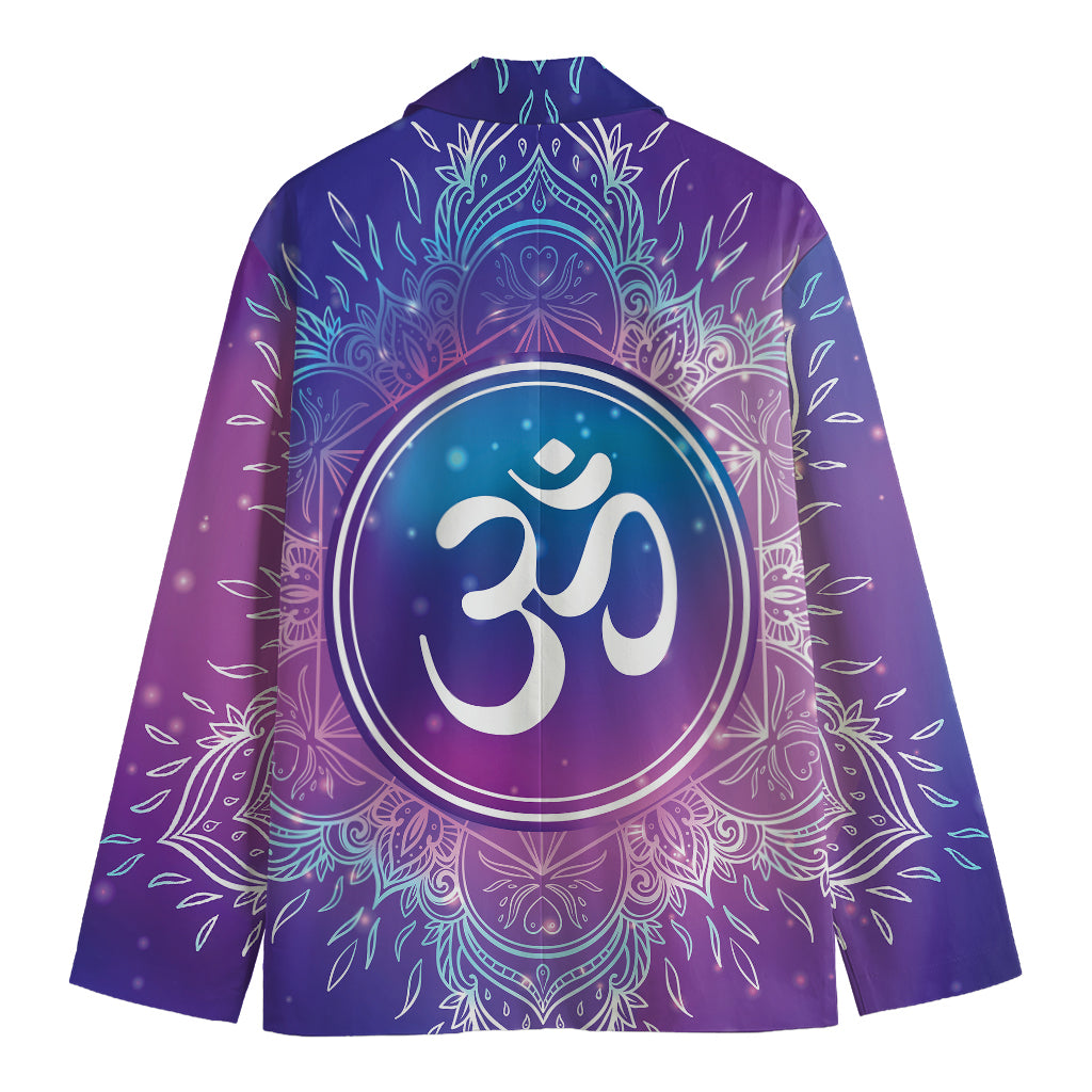Spiritual Om Mandala Print Men's Cotton Blazer
