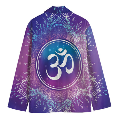 Spiritual Om Mandala Print Men's Cotton Blazer