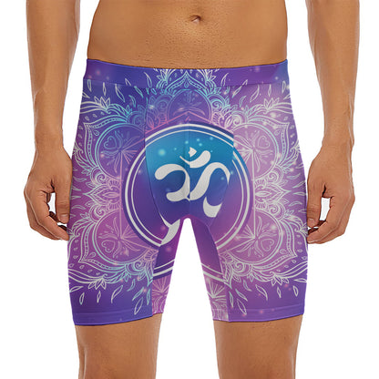 Spiritual Om Mandala Print Men's Long Boxer Briefs