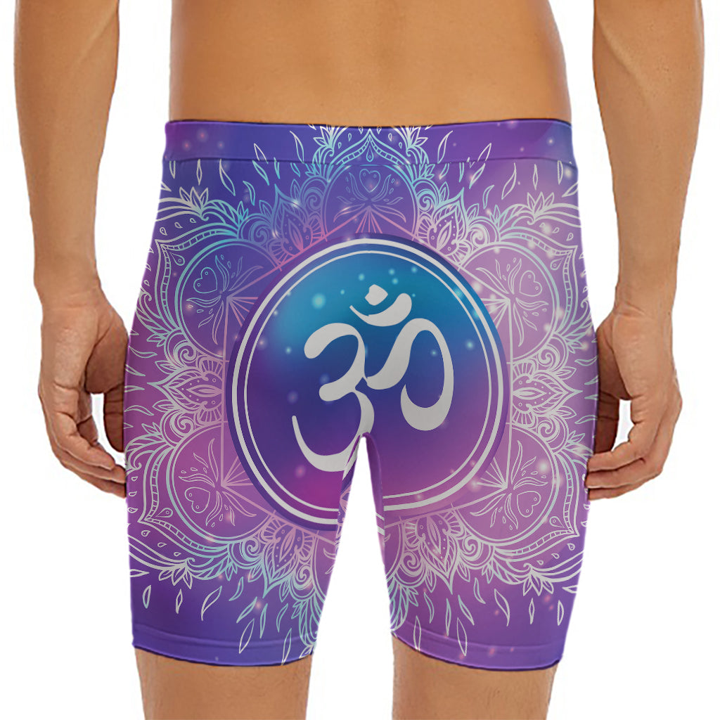 Spiritual Om Mandala Print Men's Long Boxer Briefs