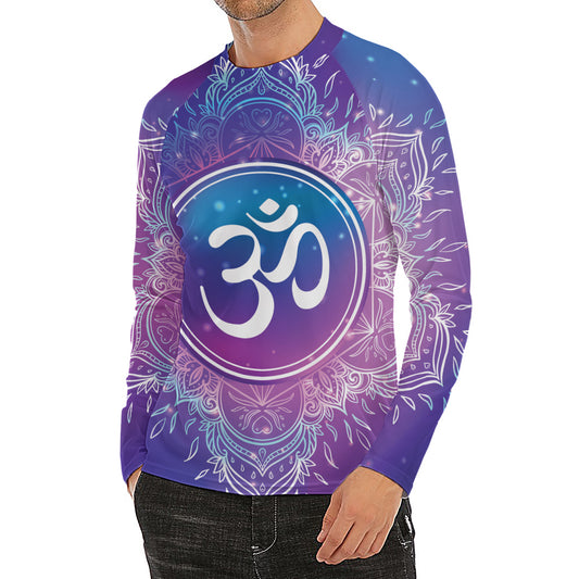 Spiritual Om Mandala Print Men's Long Sleeve Rash Guard