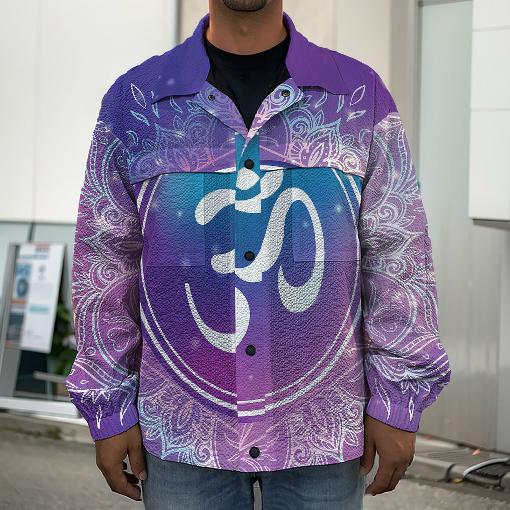 Spiritual Om Mandala Print Men's Shirt Jacket