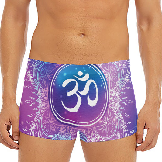 Spiritual Om Mandala Print Men's Short Boxer Briefs