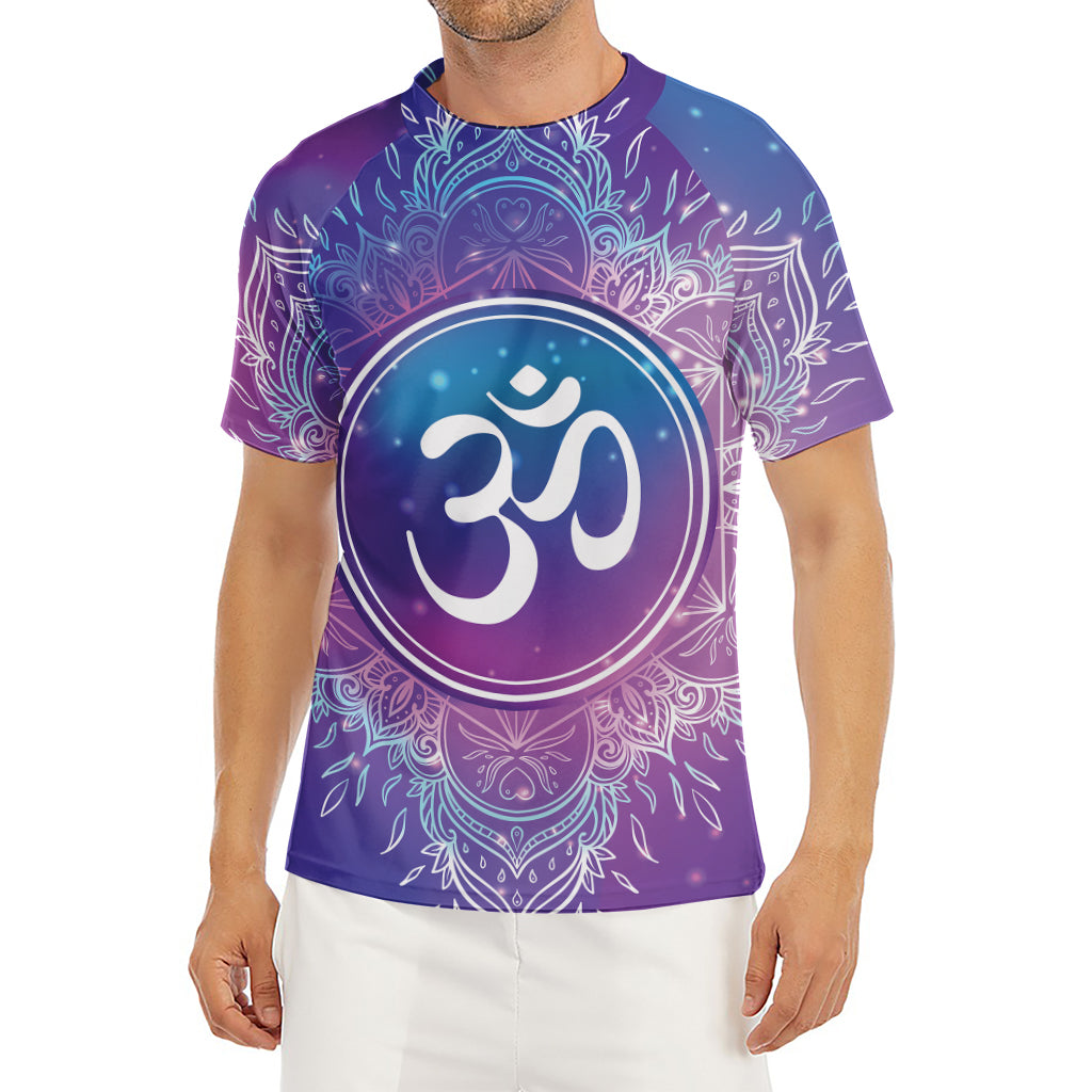 Spiritual Om Mandala Print Men's Short Sleeve Rash Guard