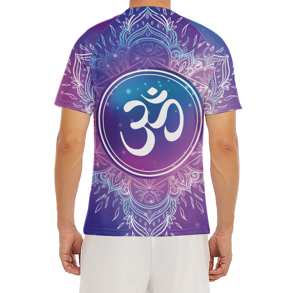 Spiritual Om Mandala Print Men's Short Sleeve Rash Guard