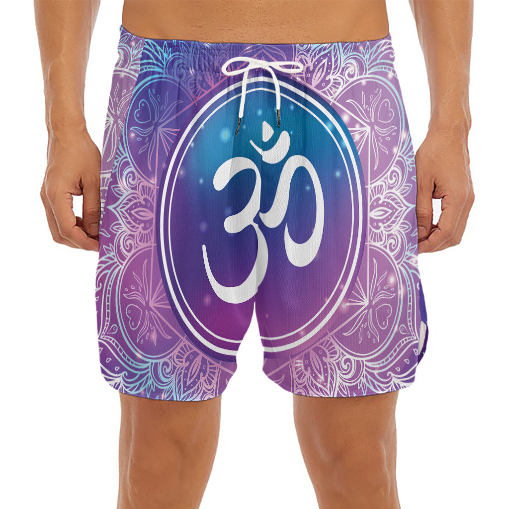 Spiritual Om Mandala Print Men's Split Running Shorts