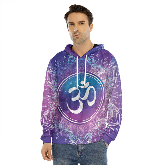 Spiritual Om Mandala Print Men's Velvet Pullover Hoodie