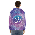 Spiritual Om Mandala Print Men's Velvet Pullover Hoodie