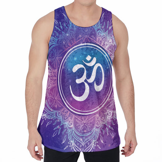 Spiritual Om Mandala Print Men's Velvet Tank Top