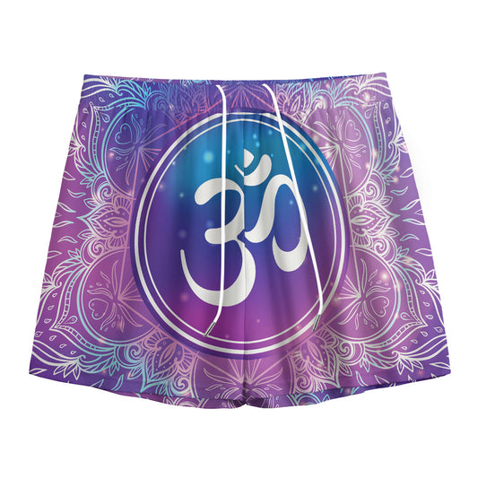 Spiritual Om Mandala Print Mesh Shorts