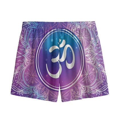 Spiritual Om Mandala Print Mesh Shorts