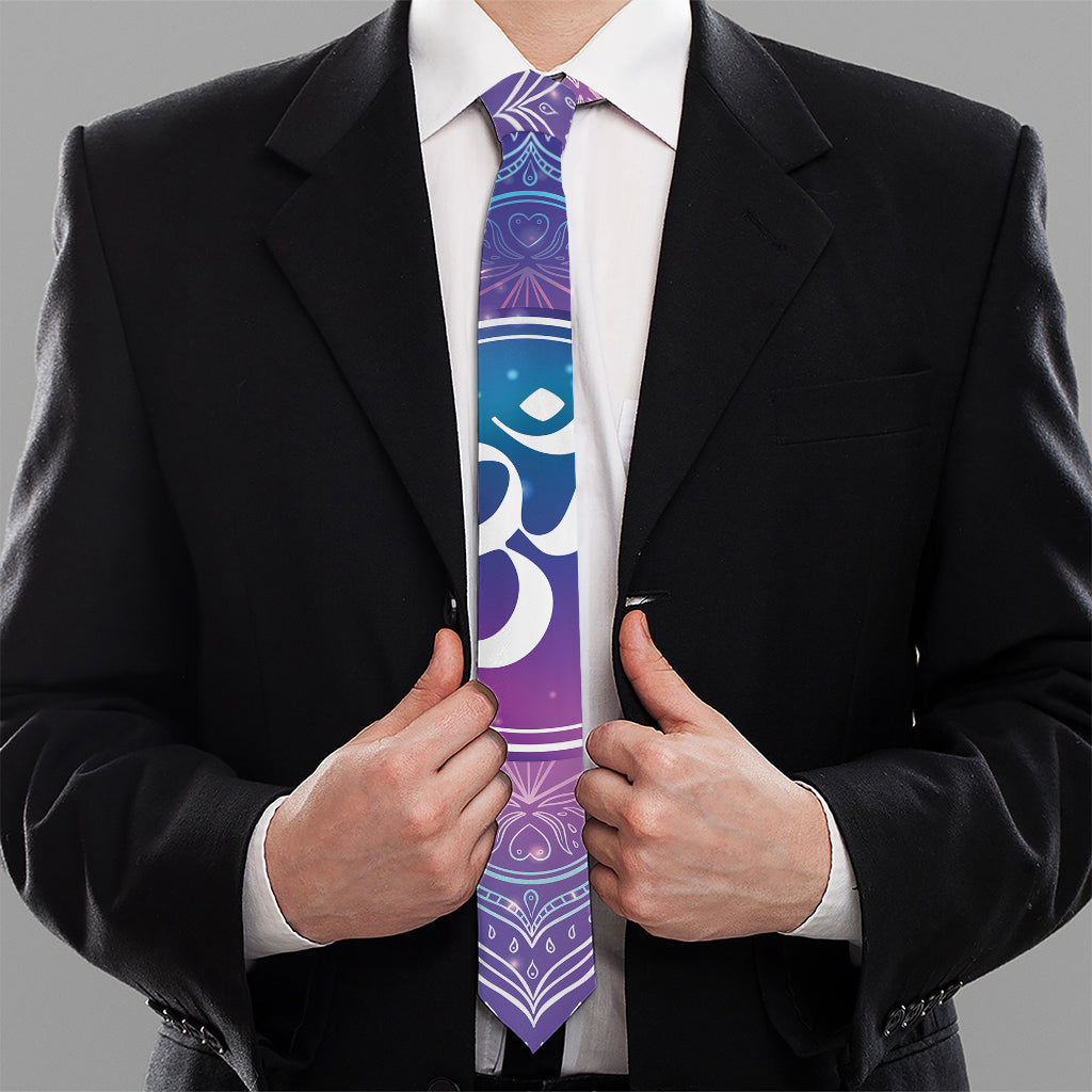 Spiritual Om Mandala Print Necktie