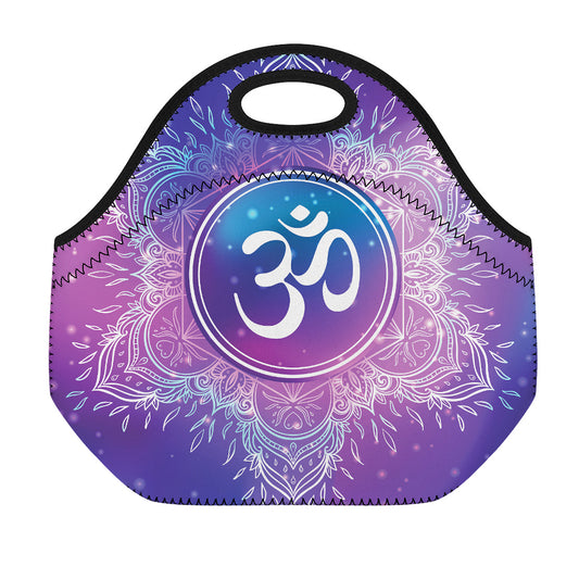 Spiritual Om Mandala Print Neoprene Lunch Bag
