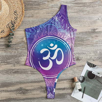 Spiritual Om Mandala Print One Shoulder Bodysuit