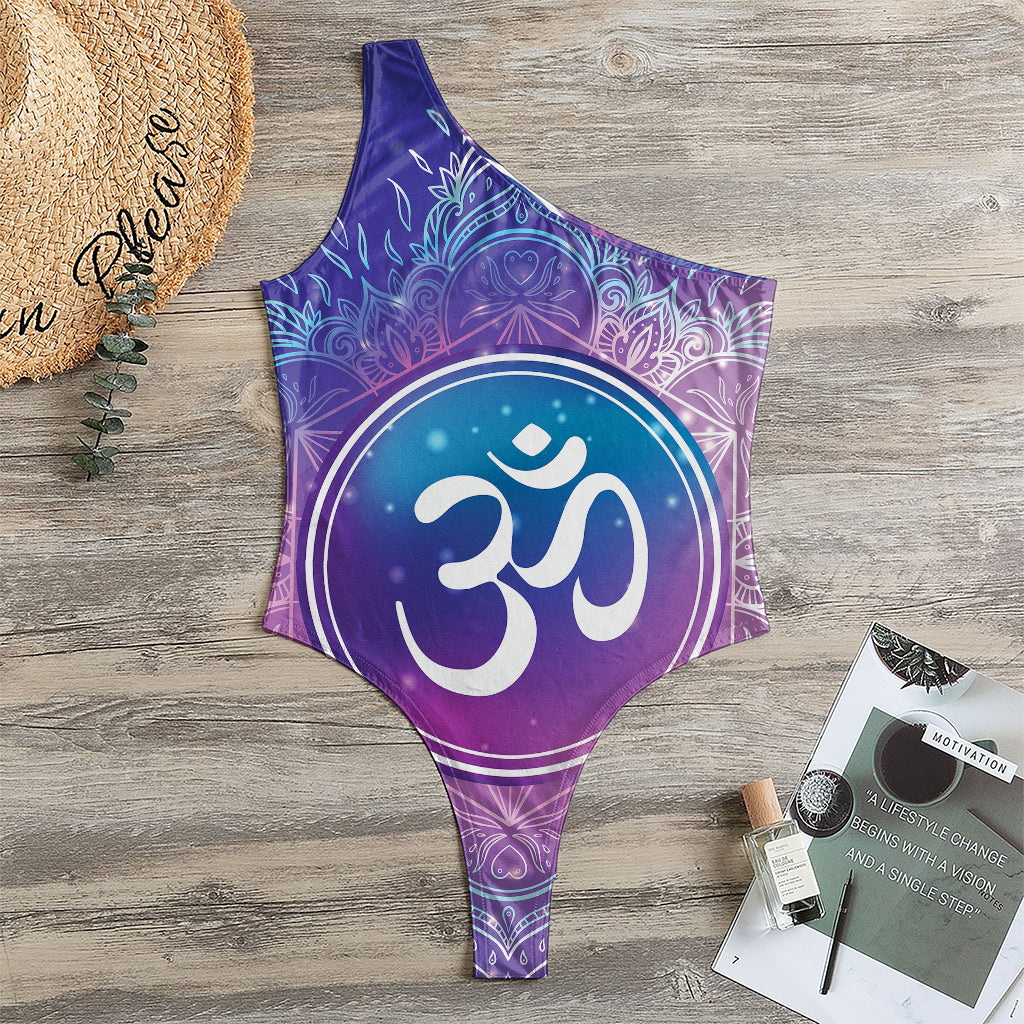 Spiritual Om Mandala Print One Shoulder Bodysuit