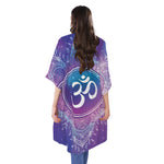 Spiritual Om Mandala Print Open Front Beach Cover Up