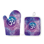 Spiritual Om Mandala Print Oven Mitt And Pot Holder Set