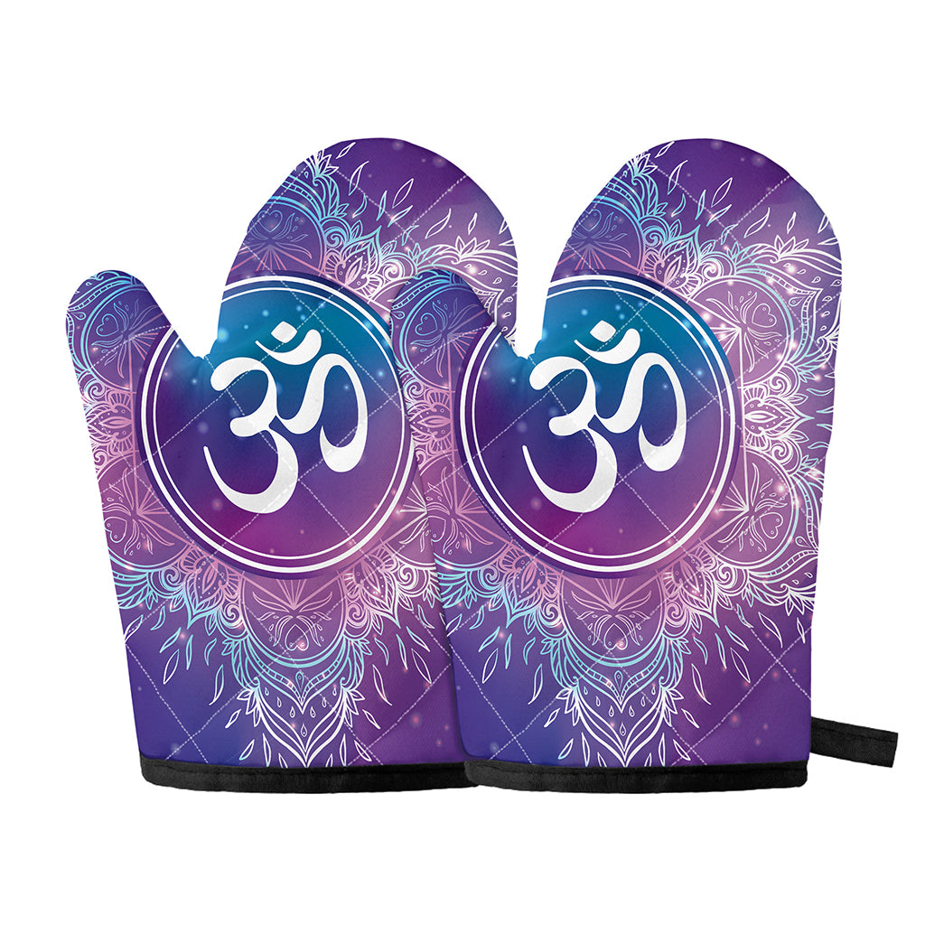 Spiritual Om Mandala Print Oven Mitts