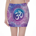 Spiritual Om Mandala Print Pencil Mini Skirt