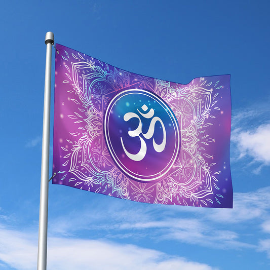 Spiritual Om Mandala Print Polyester Flag
