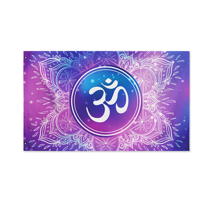 Spiritual Om Mandala Print Polyester Flag