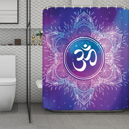 Spiritual Om Mandala Print Polyester Shower Curtain