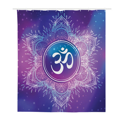 Spiritual Om Mandala Print Polyester Shower Curtain
