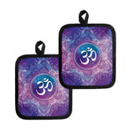 Spiritual Om Mandala Print Pot Holders