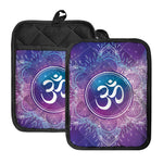 Spiritual Om Mandala Print Pot Holders With Pocket