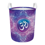 Spiritual Om Mandala Print Round Laundry Basket