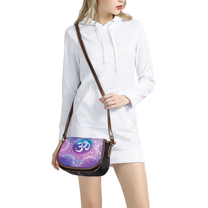 Spiritual Om Mandala Print Saddle Bag