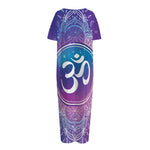 Spiritual Om Mandala Print Short Sleeve Long Nightdress