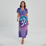 Spiritual Om Mandala Print Short Sleeve Maxi Dress