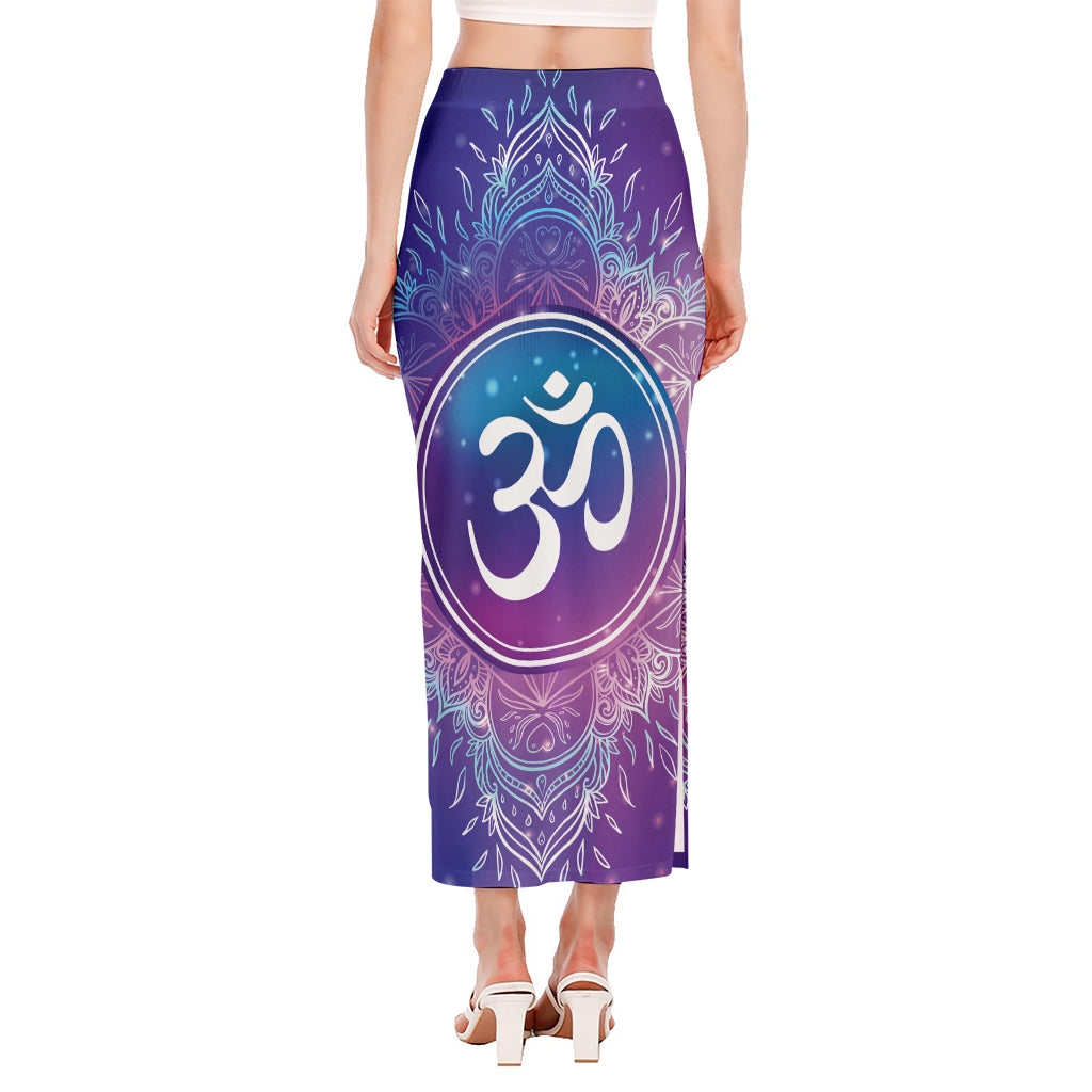 Spiritual Om Mandala Print Side Slit Maxi Skirt