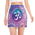 Spiritual Om Mandala Print Side Slit Mini Skirt