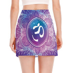 Spiritual Om Mandala Print Side Slit Mini Skirt