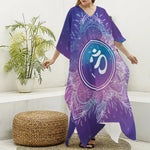 Spiritual Om Mandala Print Silk V-Neck Kaftan Dress