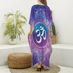 Spiritual Om Mandala Print Silk V-Neck Kaftan Dress