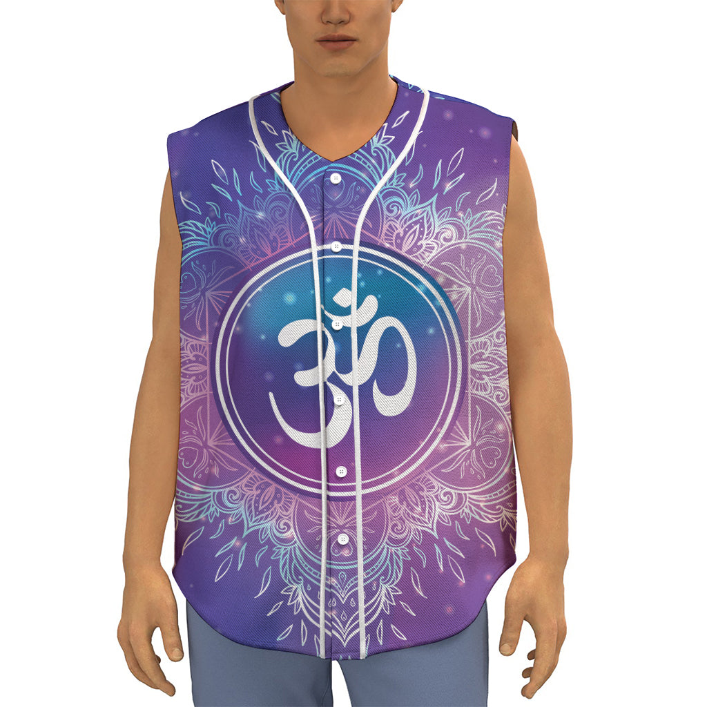 Spiritual Om Mandala Print Sleeveless Baseball Jersey
