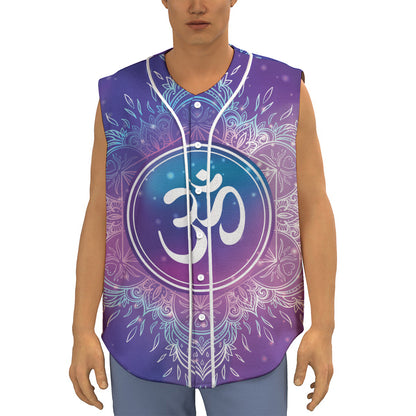 Spiritual Om Mandala Print Sleeveless Baseball Jersey