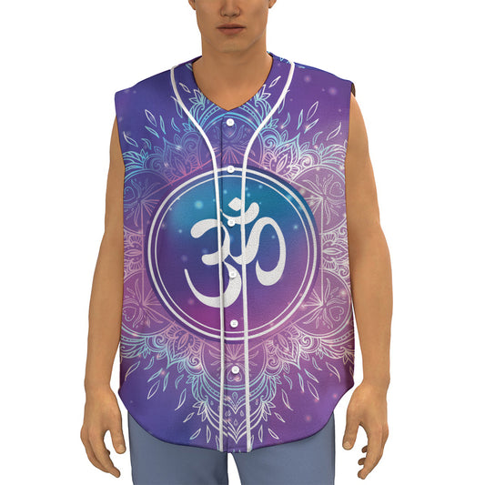 Spiritual Om Mandala Print Sleeveless Baseball Jersey